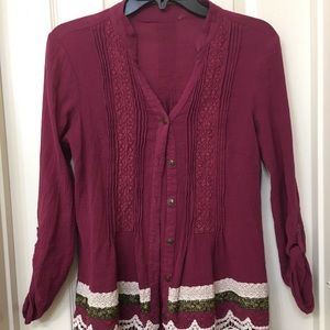 Maroon button down blouse